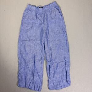 Tahari Essentials 100% Linen Pants Women’s Medium Blue Pull On Casual
